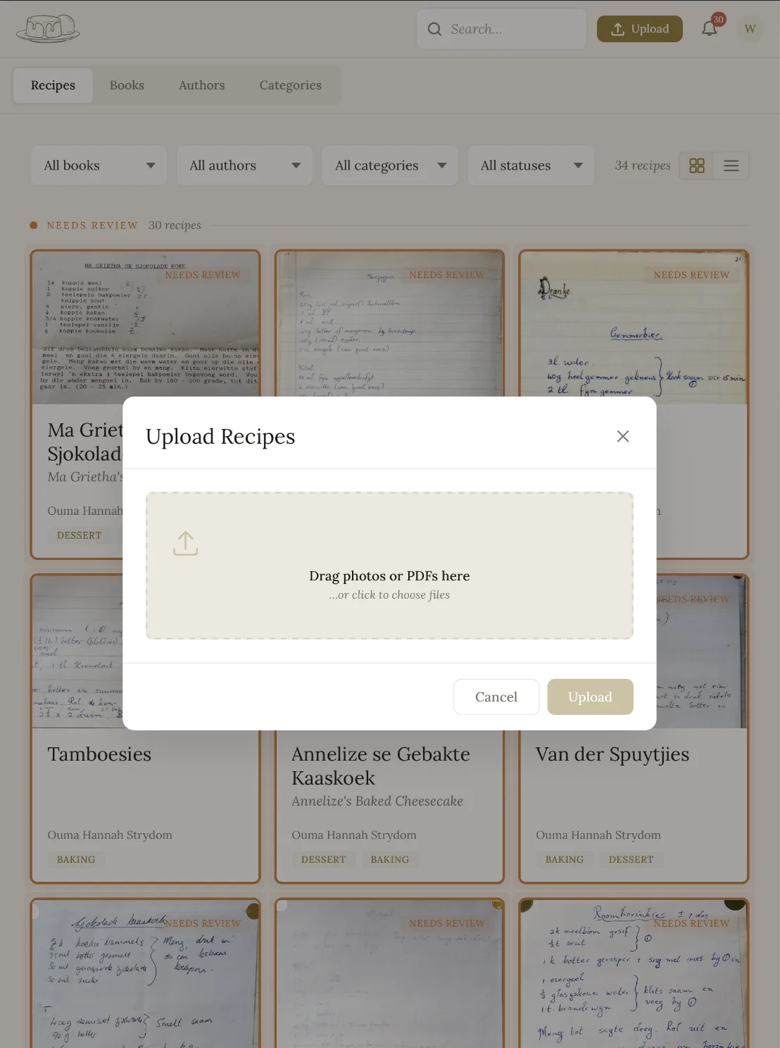 Malva's drag-and-drop upload window